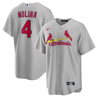 mens nike yadier molina gray st louis cardinals road replica